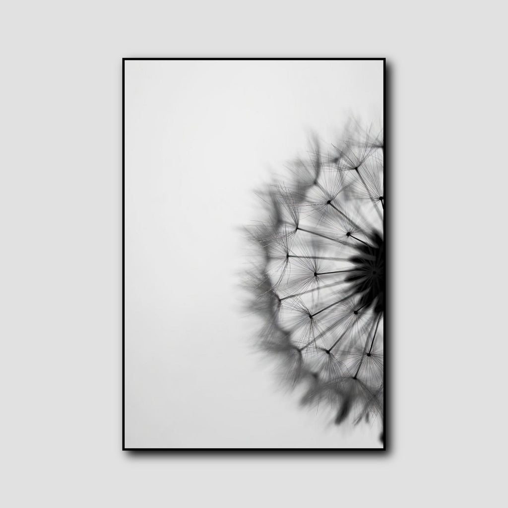 Tableau Pissenlit Noir et Blanc Zen style 1