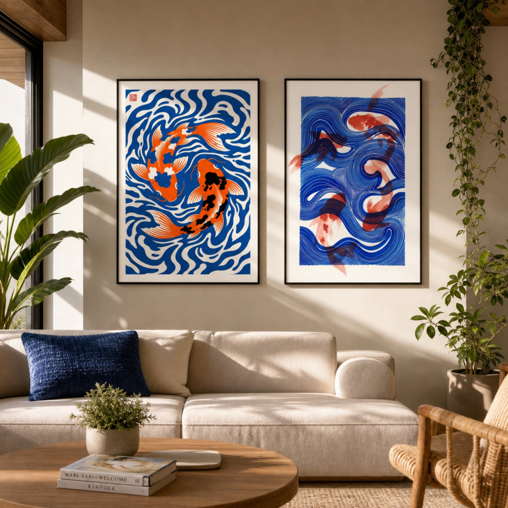 Tableau Poisson Abstrait dans salon