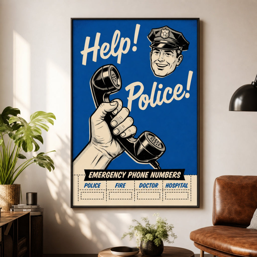Tableau Police Nationale Vintage pour salon