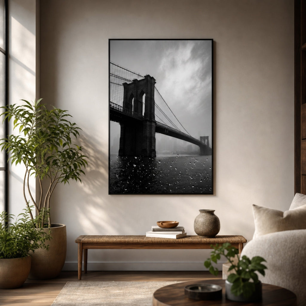 Tableau Pont de Brooklyn Monochrome pour salon