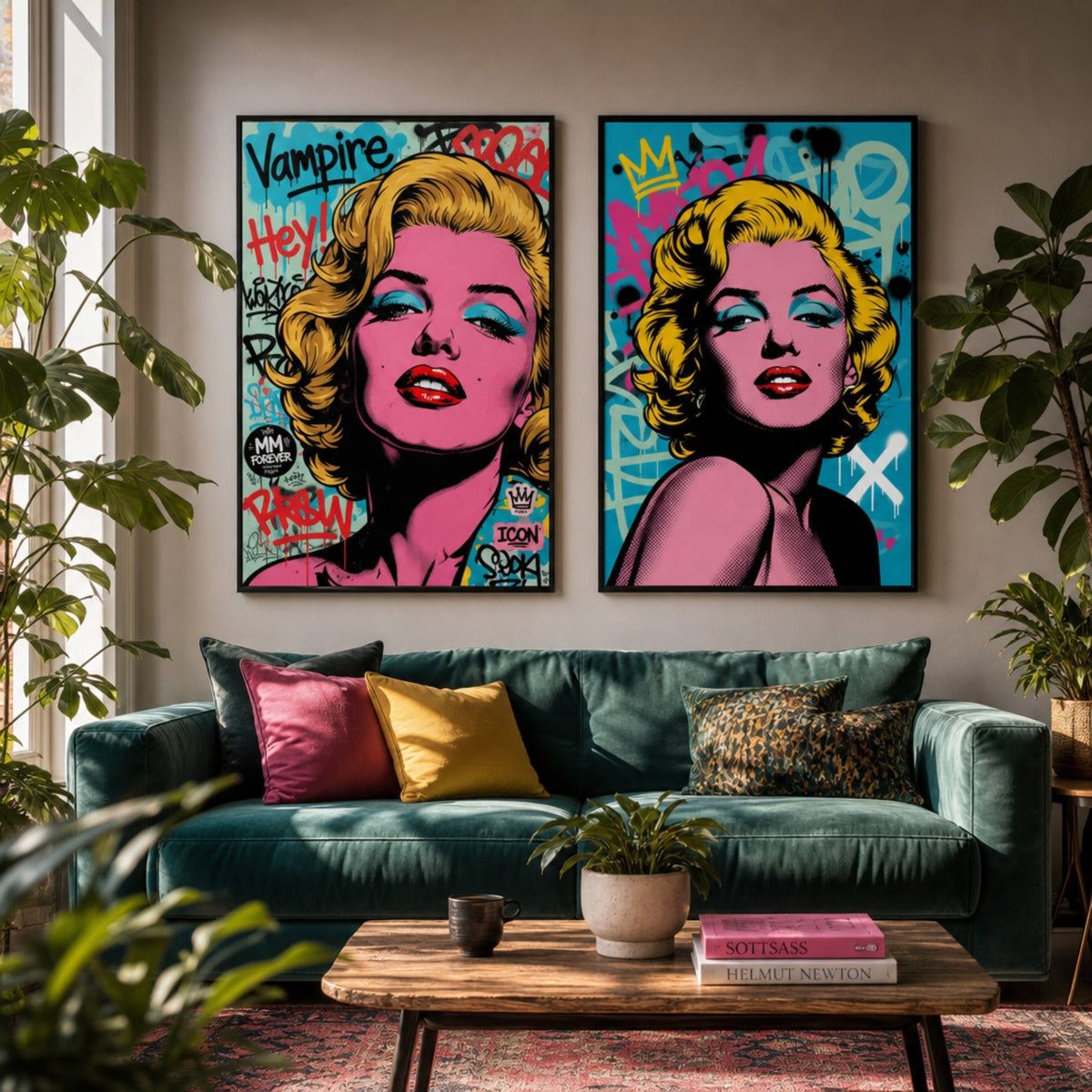 Tableau Pop Art Marilyn Monroe dans salon
