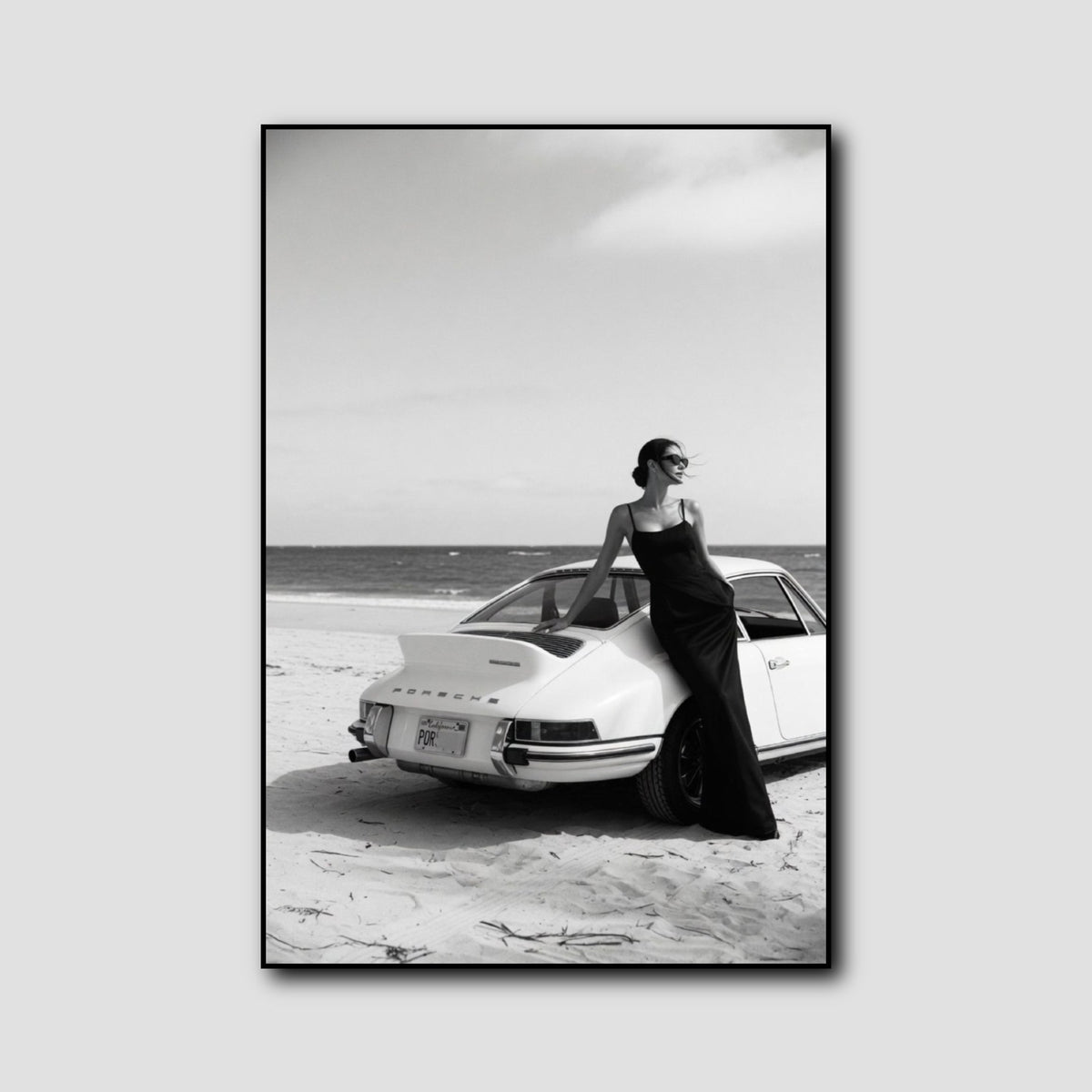 Tableau Porsche Vintage Noir et Blanc style 1