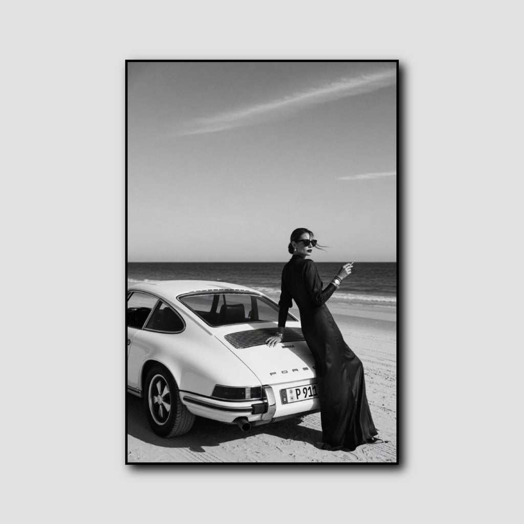 Tableau Porsche Vintage Noir et Blanc style 2