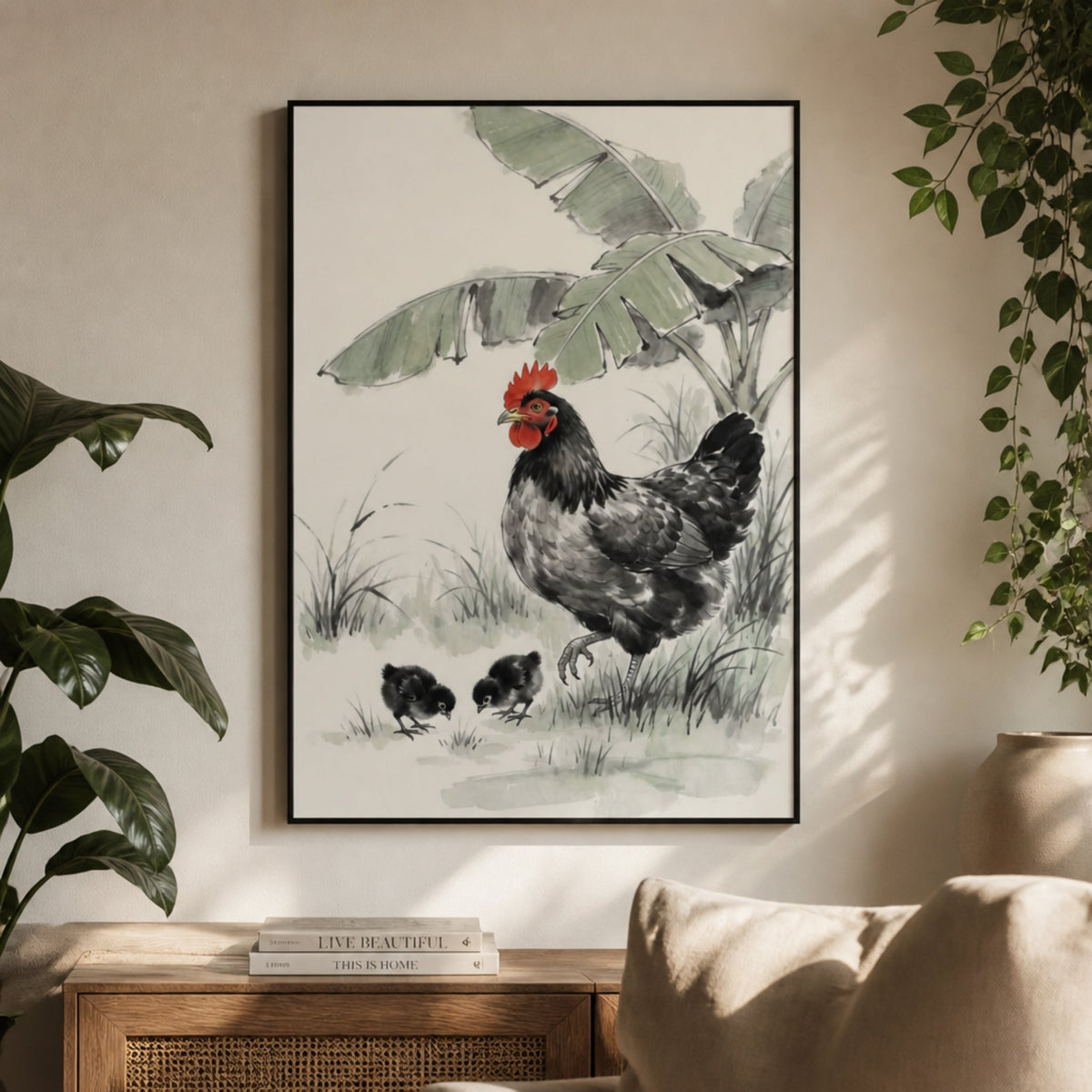Tableau Poule pour salon