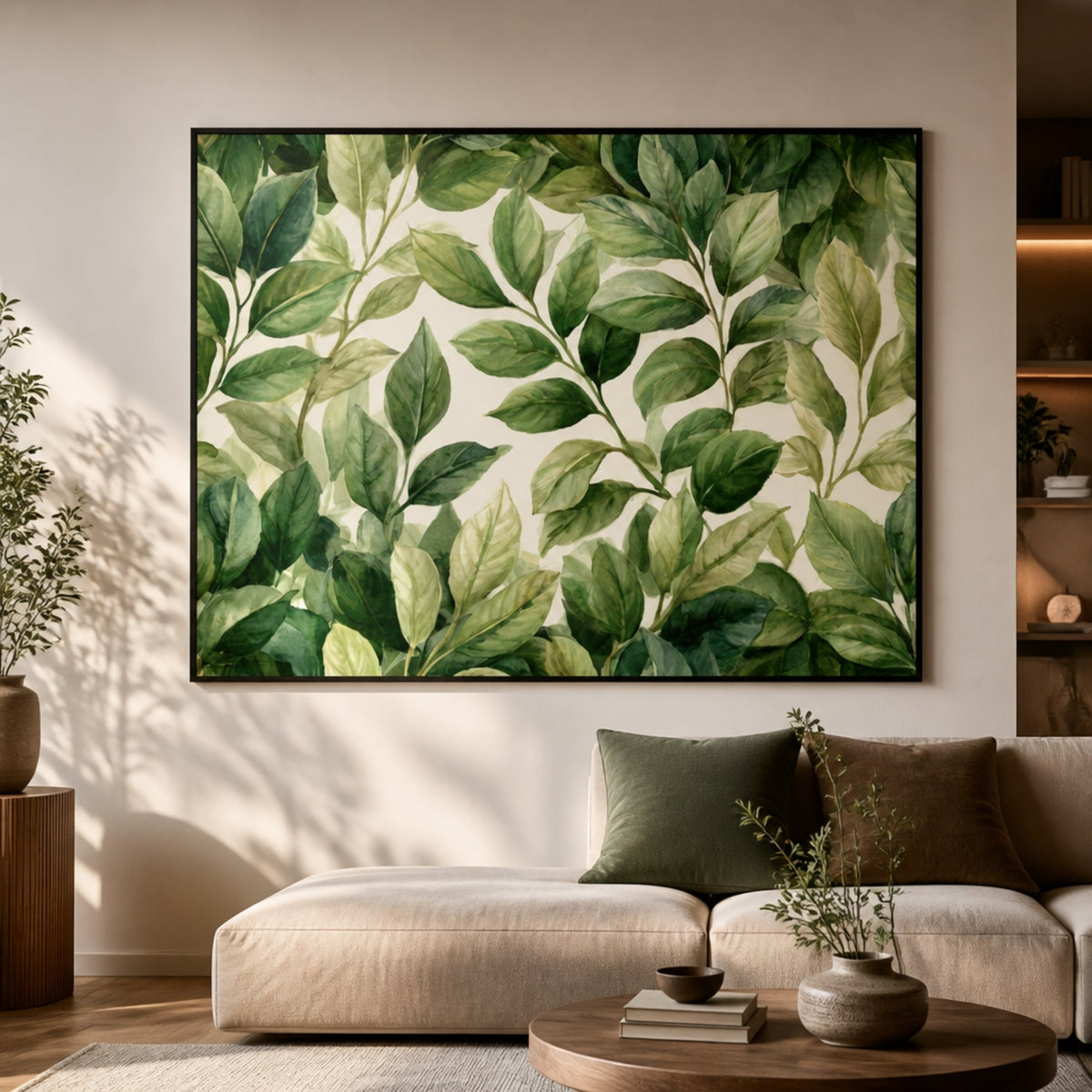 Tableau Rameau de Feuilles Vertes pour salon