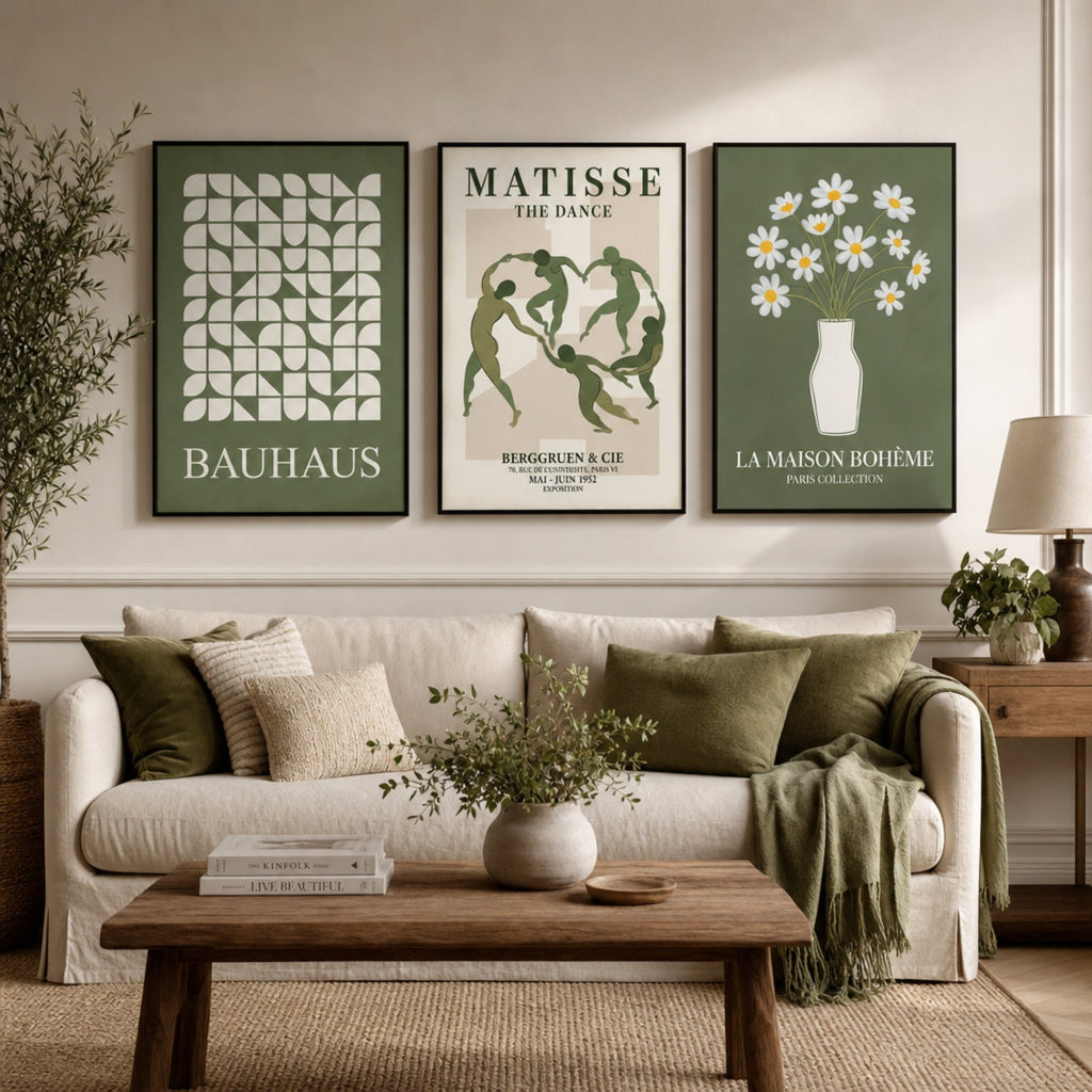 Tableau Salon Vert Sauge pour salon