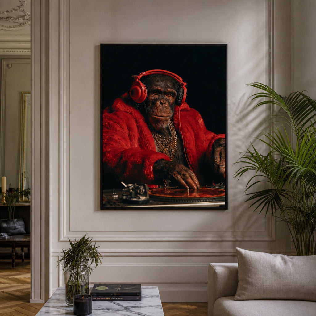 Tableau Singe DJ pour salon