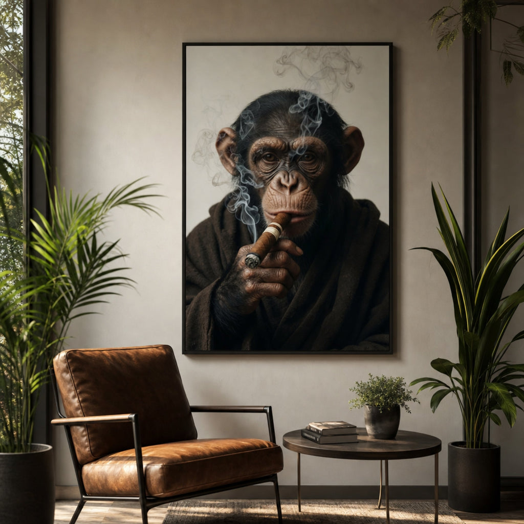 Tableau Singe Fumeur pour salon