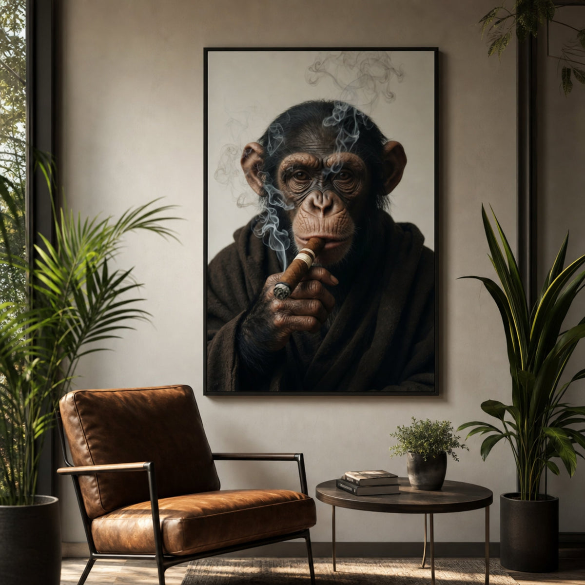 Tableau Singe Fumeur pour salon
