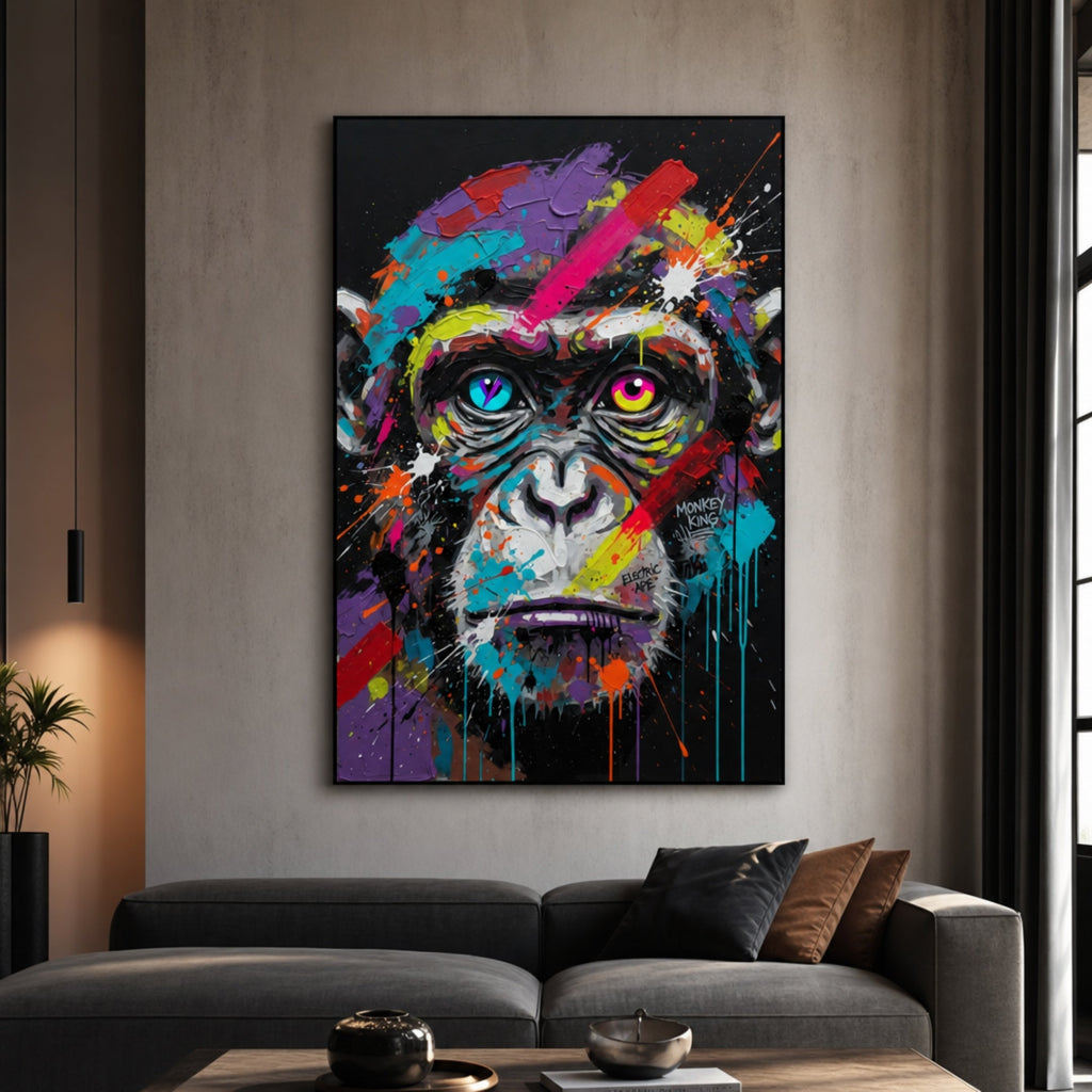 Tableau Singe Multicolore pour salon