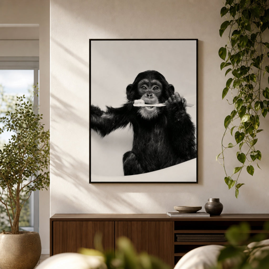 Tableau Singe Salle de Bain pour salon