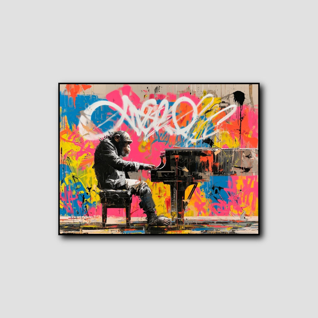 Tableau Singe au Piano Pop Art style 1