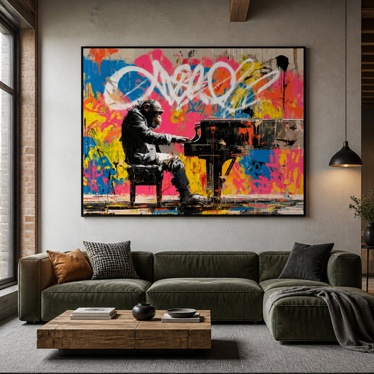 Tableau Singe au Piano Pop Art pour salon