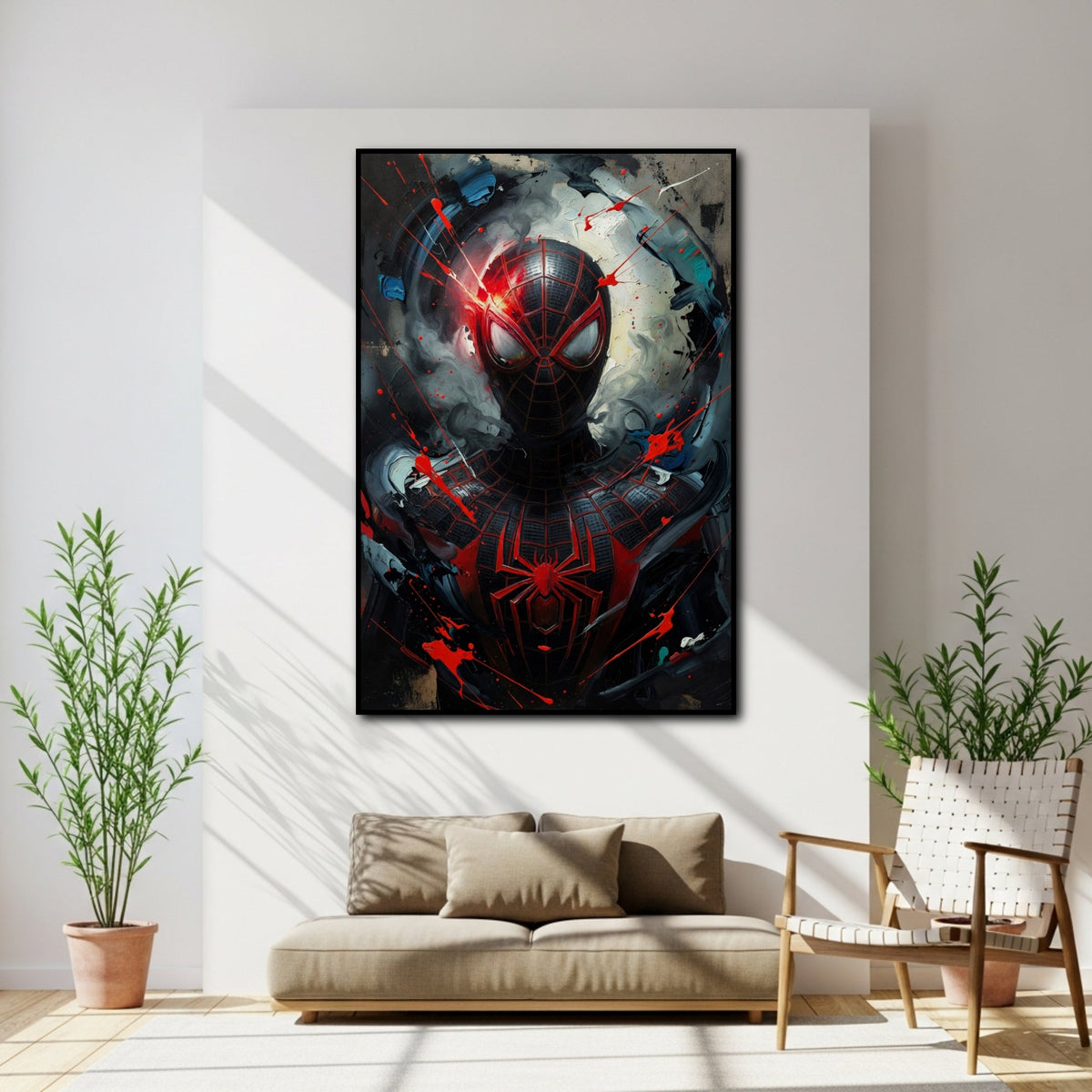 Tableau Spiderman Noir et Rouge pour salon