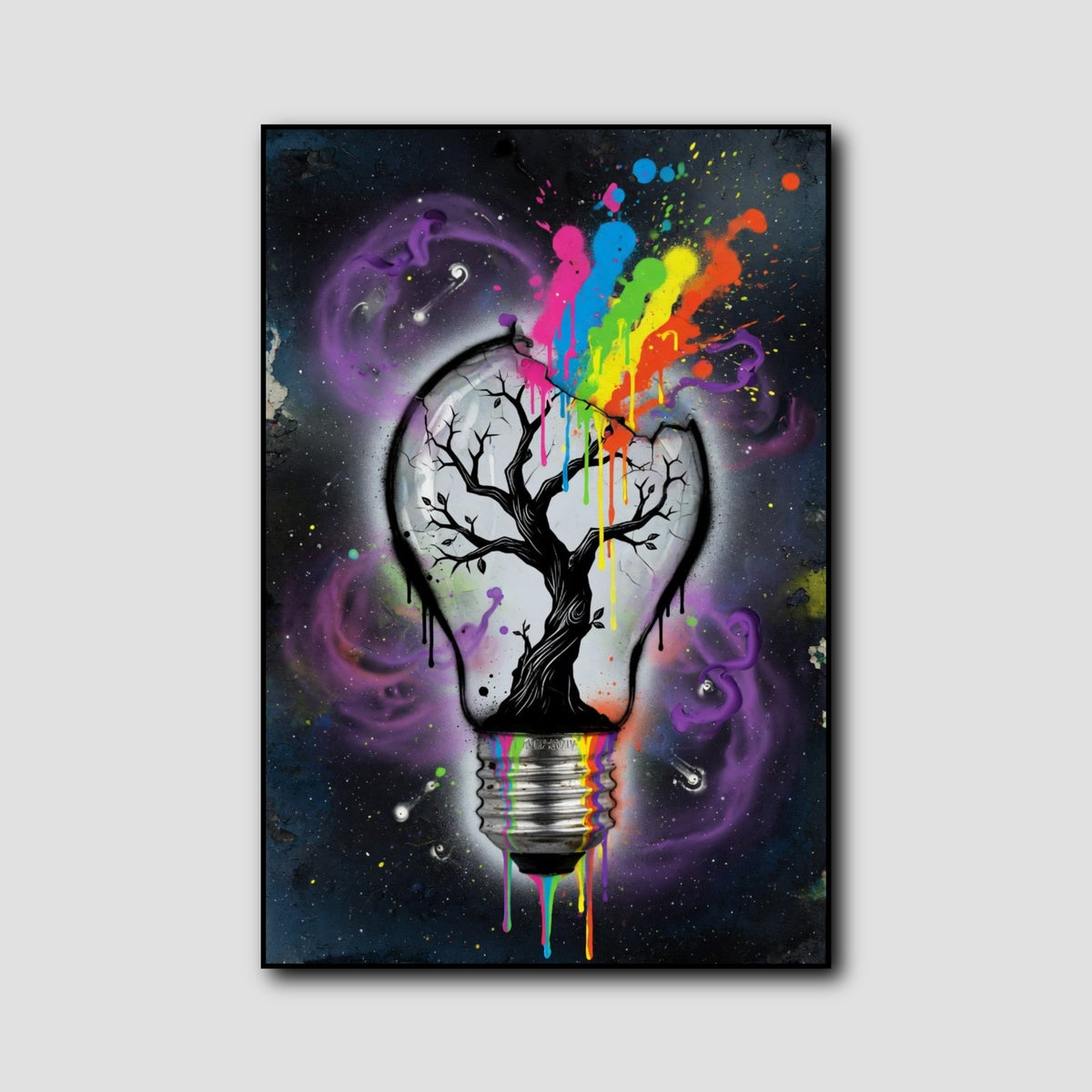 Tableau Street Art Arbre Coloré style 1
