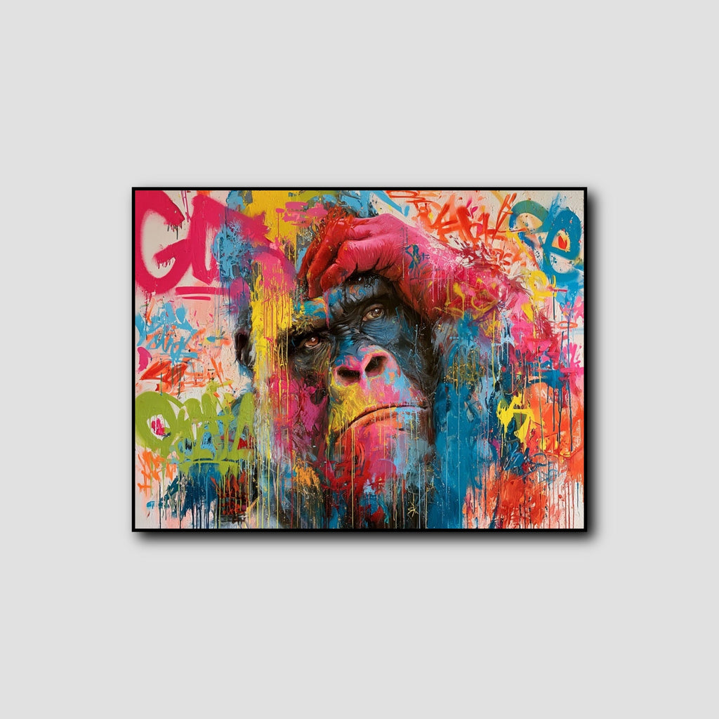 Tableau Street Art Gorille Coloré style 1