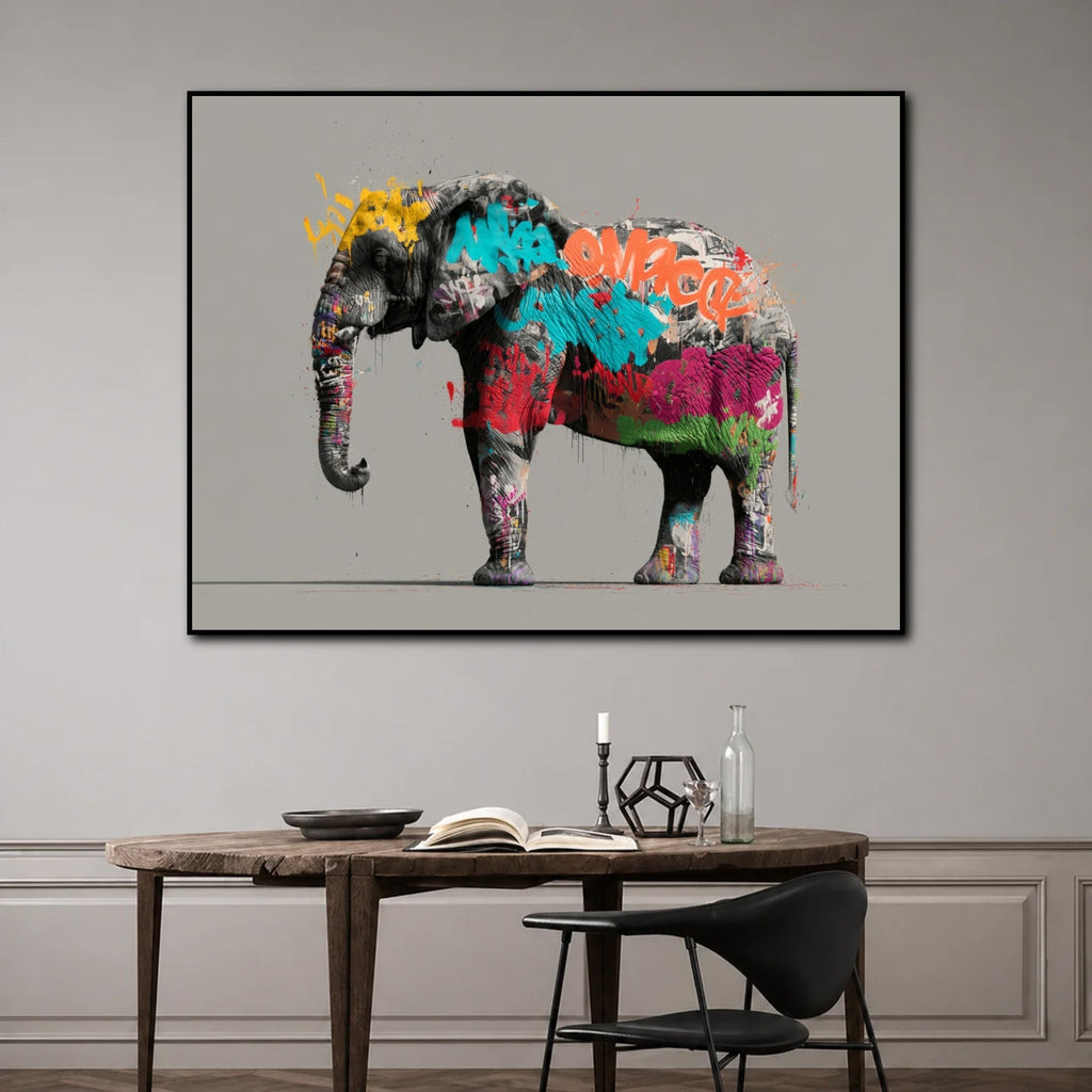 Tableau Street Art Éléphant pour salon