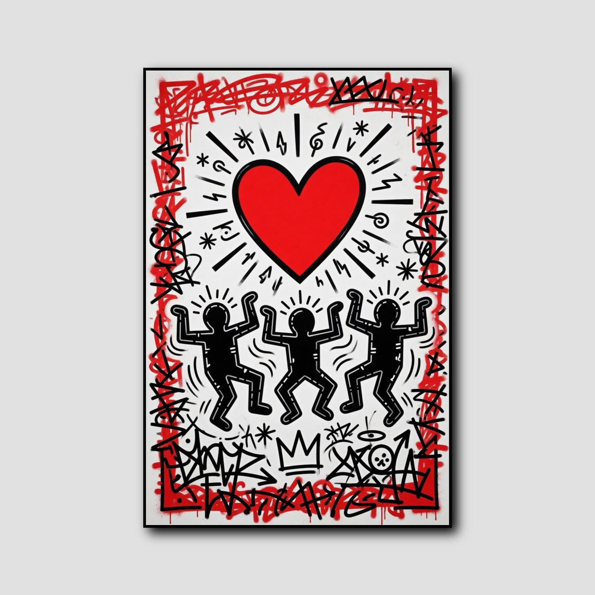 Tableau Style Keith Haring Cœur style 1