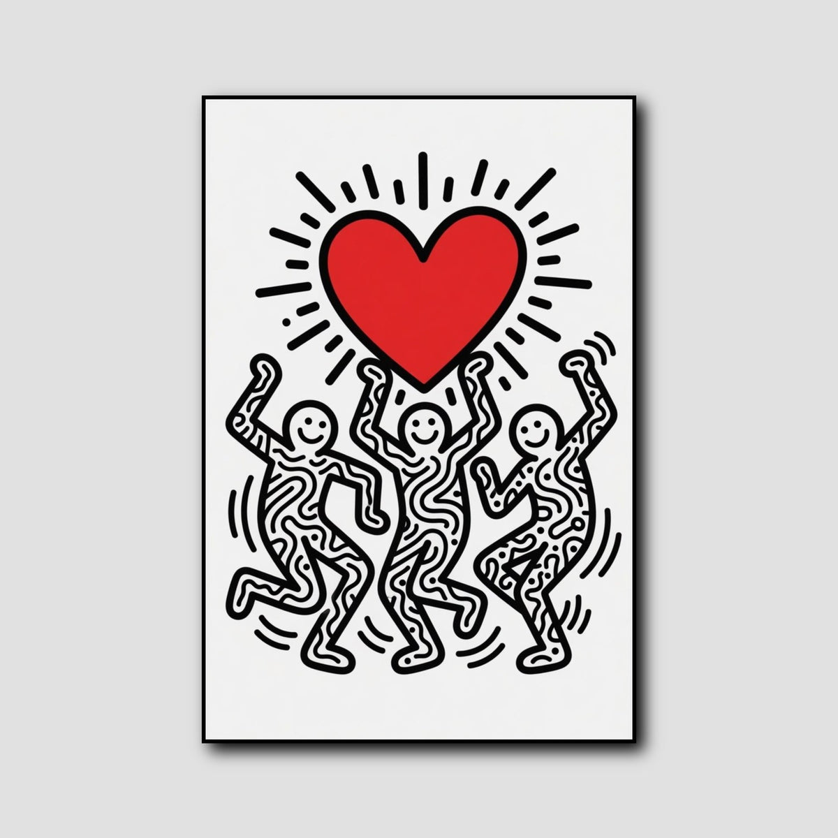 Tableau Style Keith Haring Cœur style 2