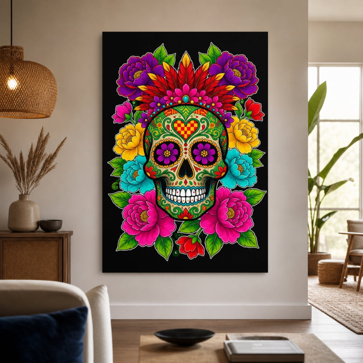 Tableau Tete de Mort Mexicaine pour salon