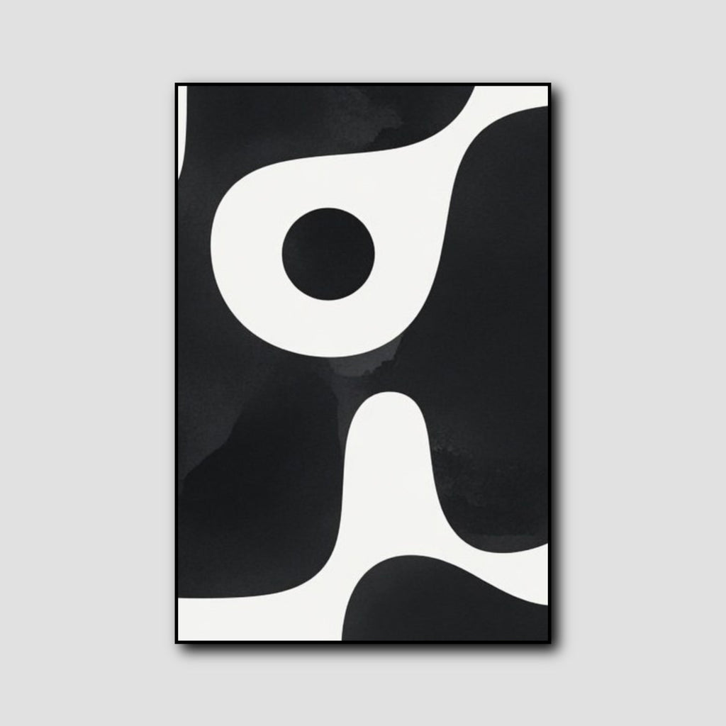 Tableau Triptyque Noir et Blanc Abstrait style 2