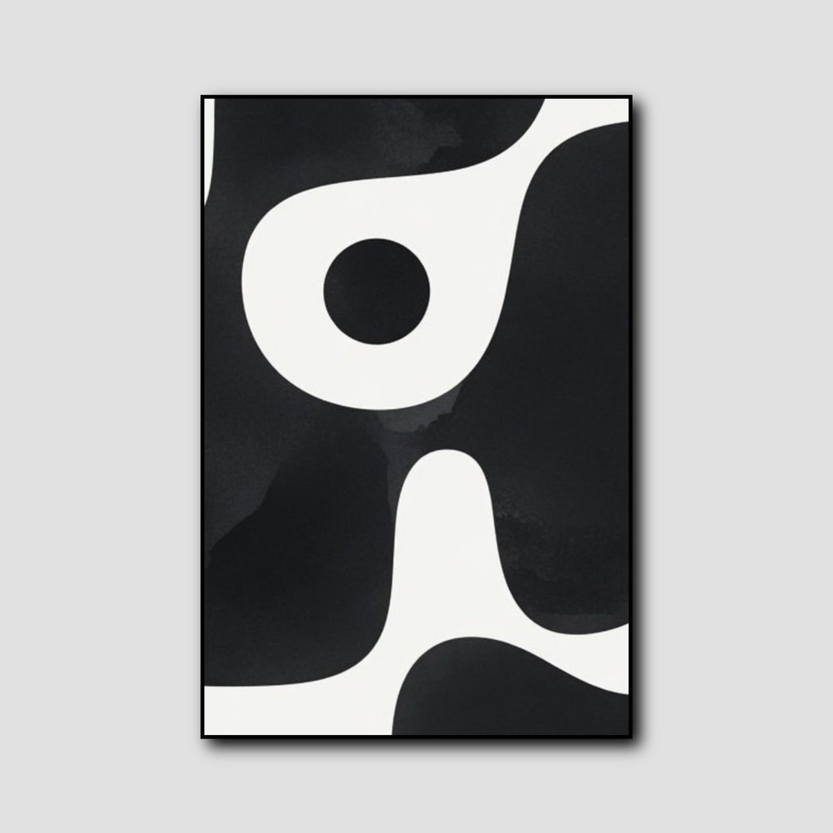 Tableau Triptyque Noir et Blanc Abstrait style 2