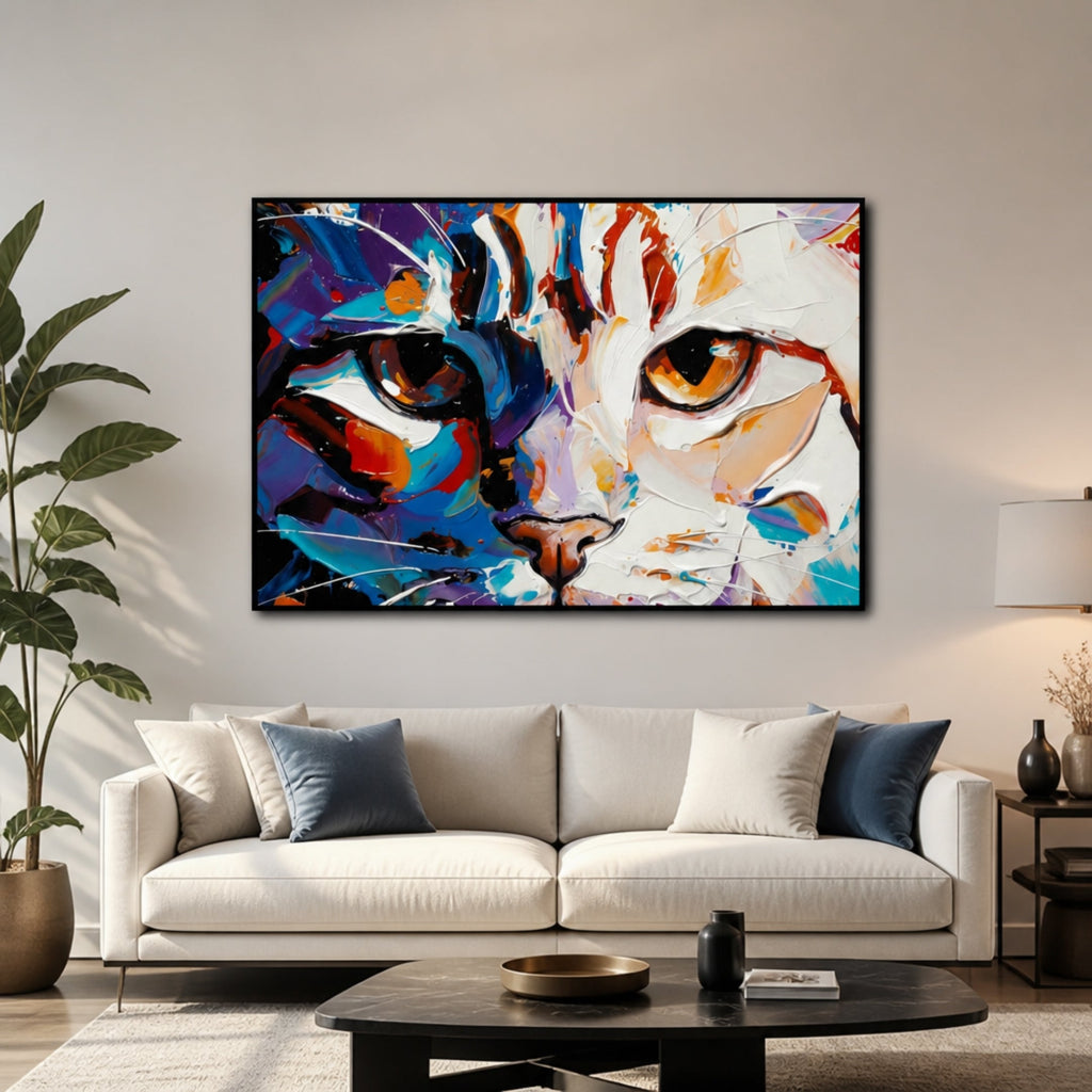 Tableau Tête de Chat Dessin pour salon