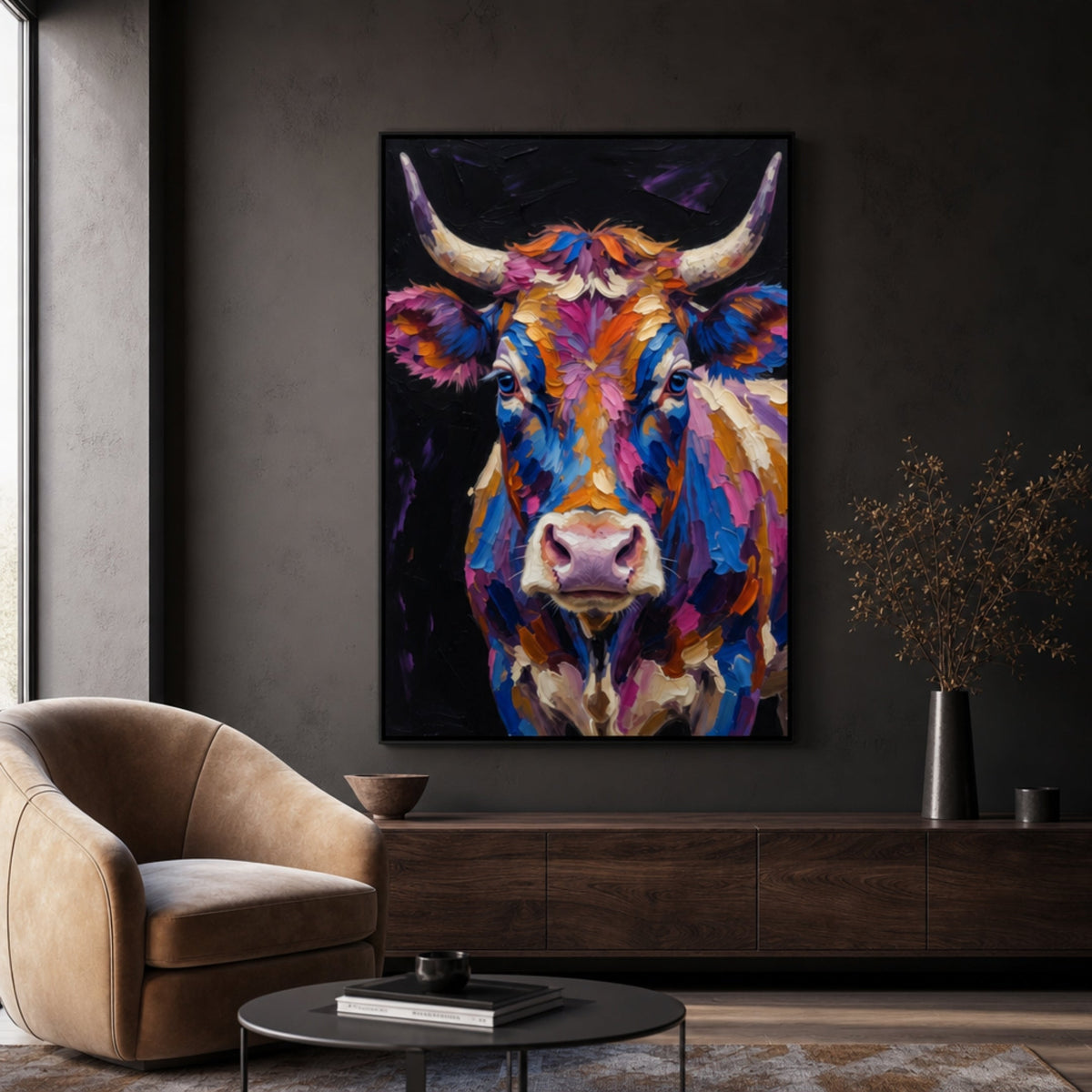 Tableau Vaches Multicolores pour salon