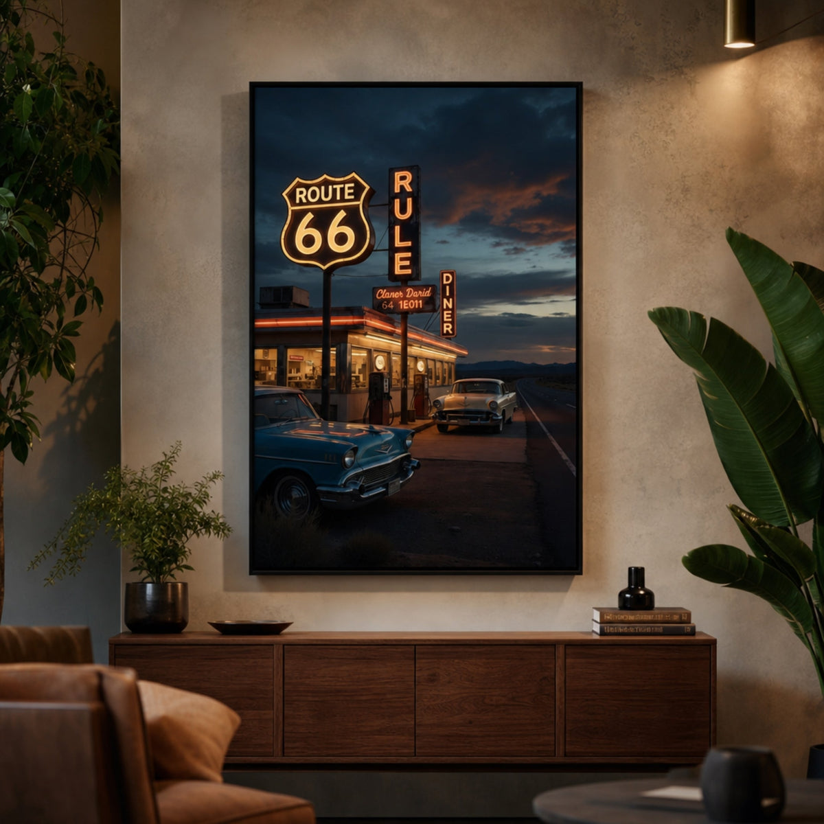 Tableau Vintage Route 66 pour salon
