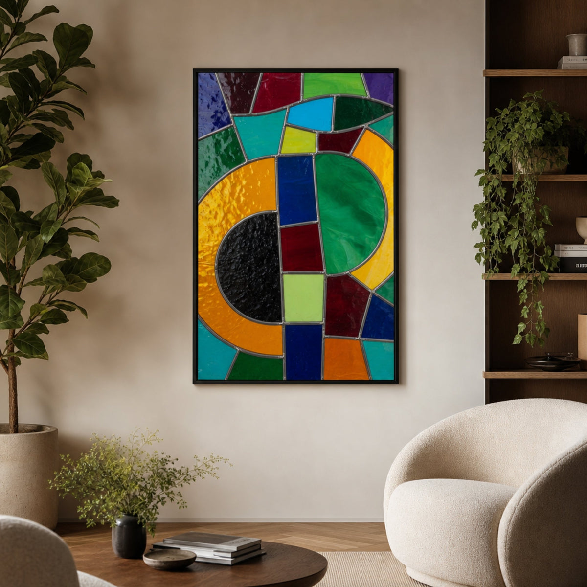 Tableau Vitrail Abstrait pour salon