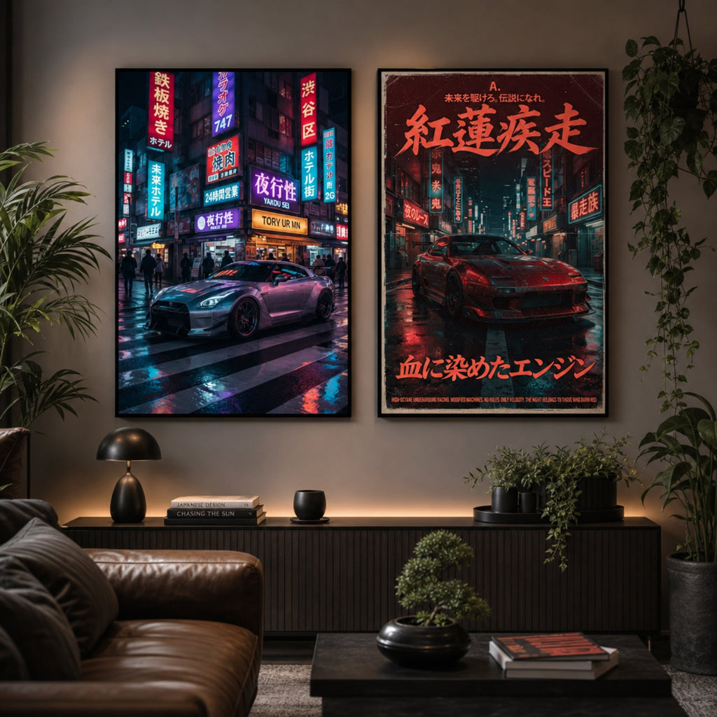 Tableau Voiture Tokyo Drift dans salon
