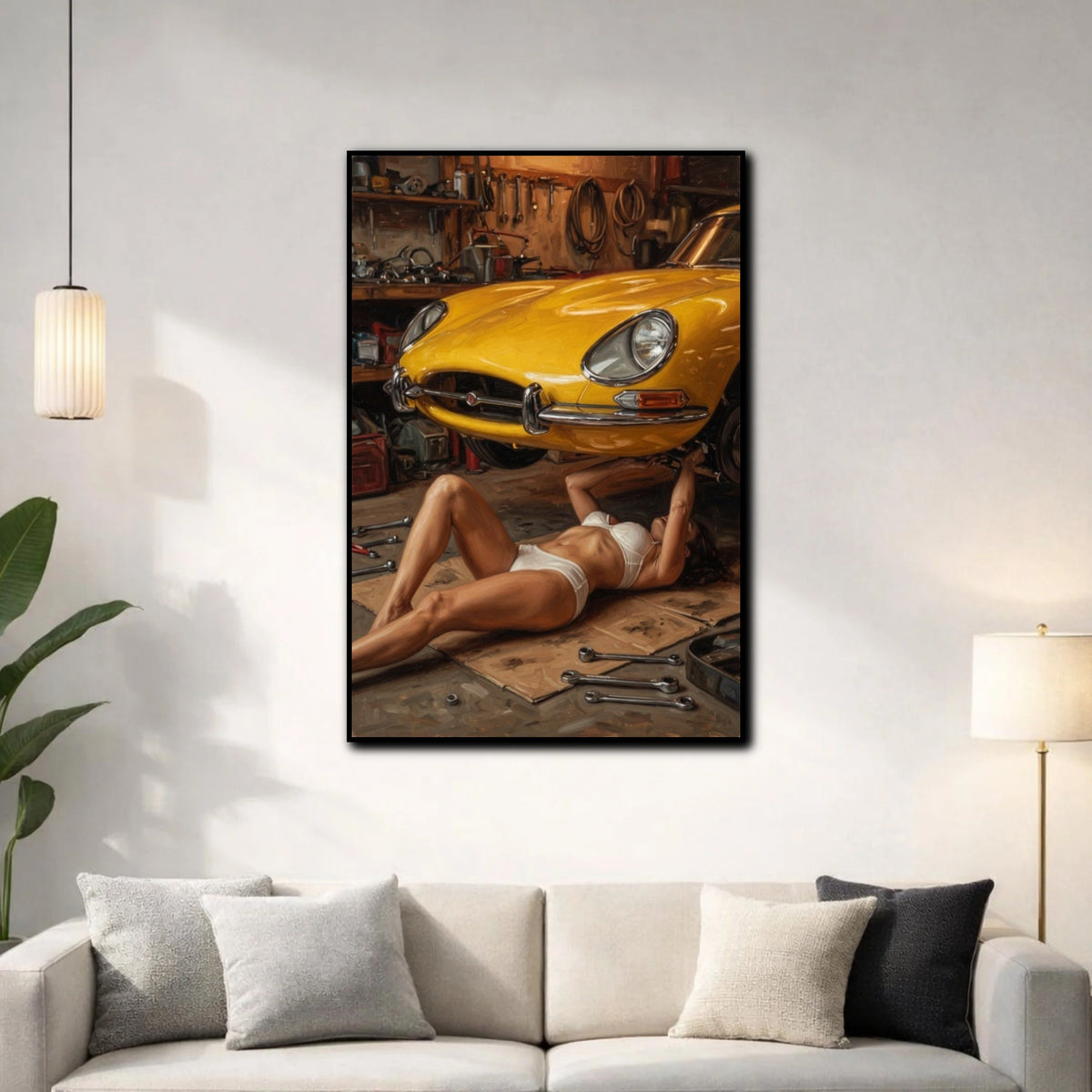 Tableau Voiture dans un Garage pour salon