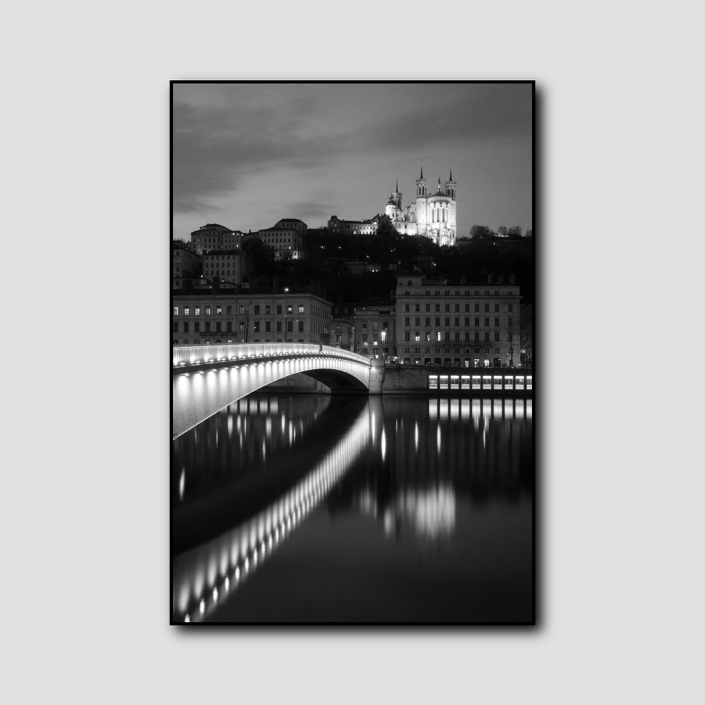 Tableau Vue de Lyon Noir et Blanc style 1