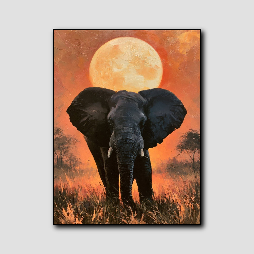 Tableau Éléphant Africain dans la Savane style 1