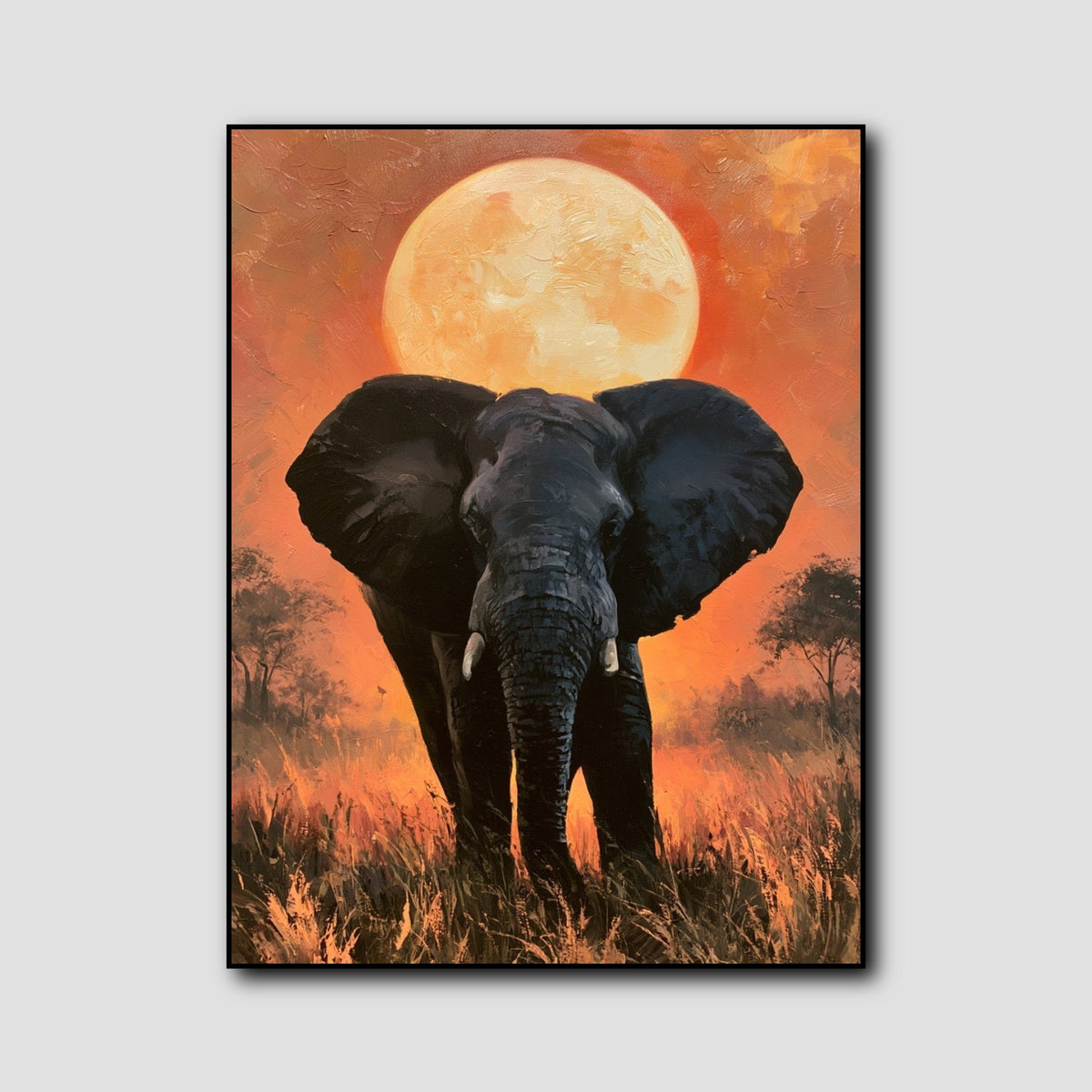 Tableau Éléphant Africain dans la Savane style 1