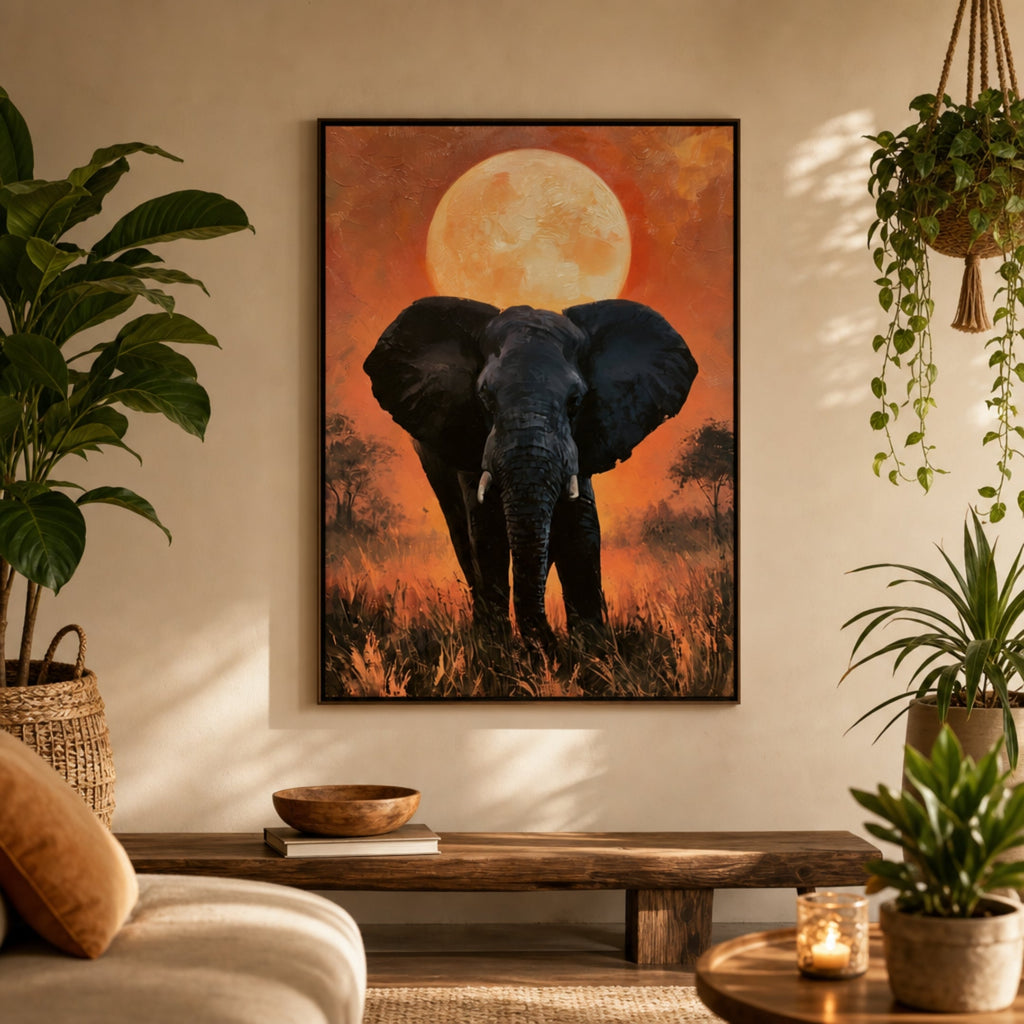 Tableau Éléphant Africain dans la Savane pour salon
