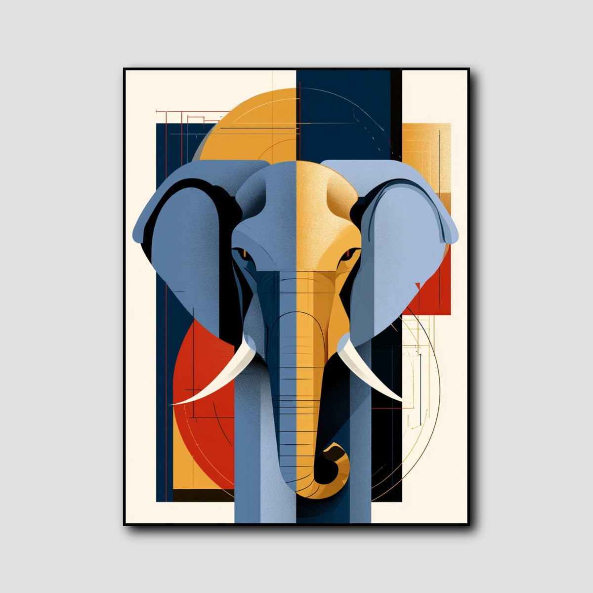 Tableau Éléphant Design Géométrique style 1