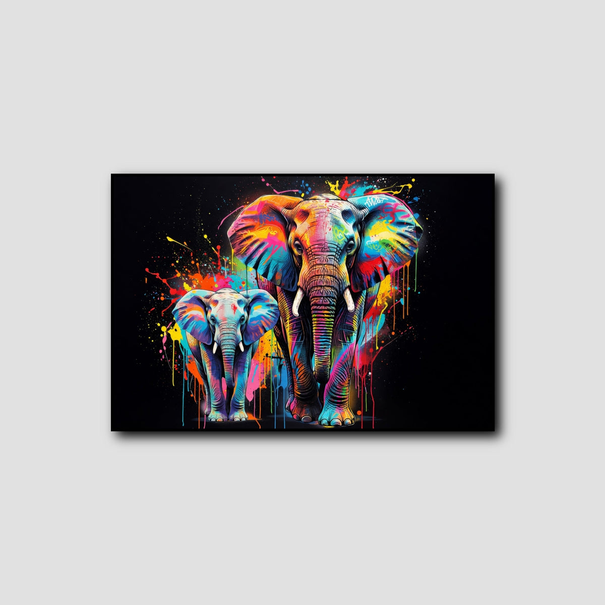 Tableau Éléphant Multicolore style 1