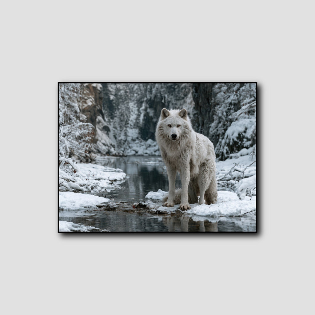 Toile Loup Paysage Enneigé style 1