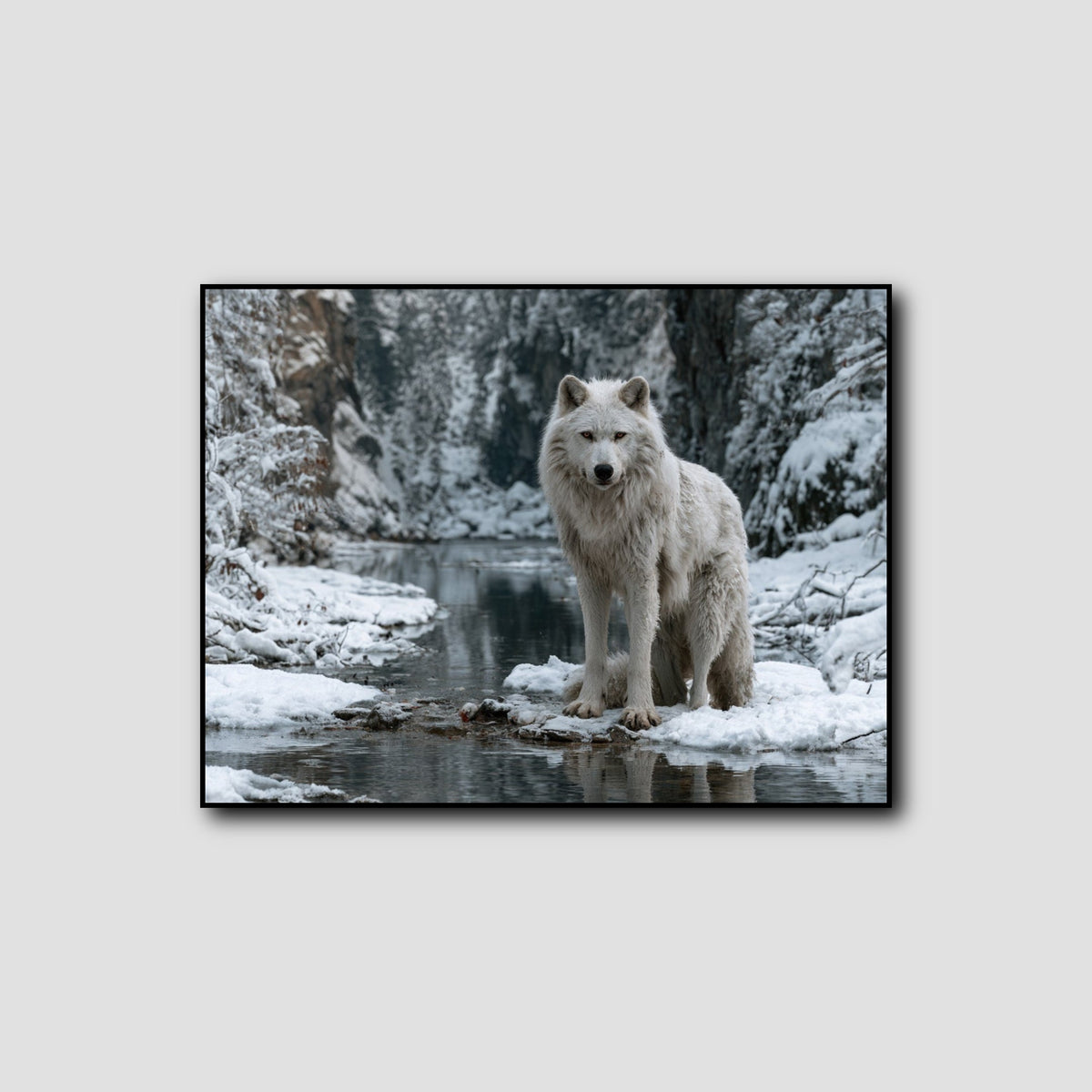 Toile Loup Paysage Enneigé style 1