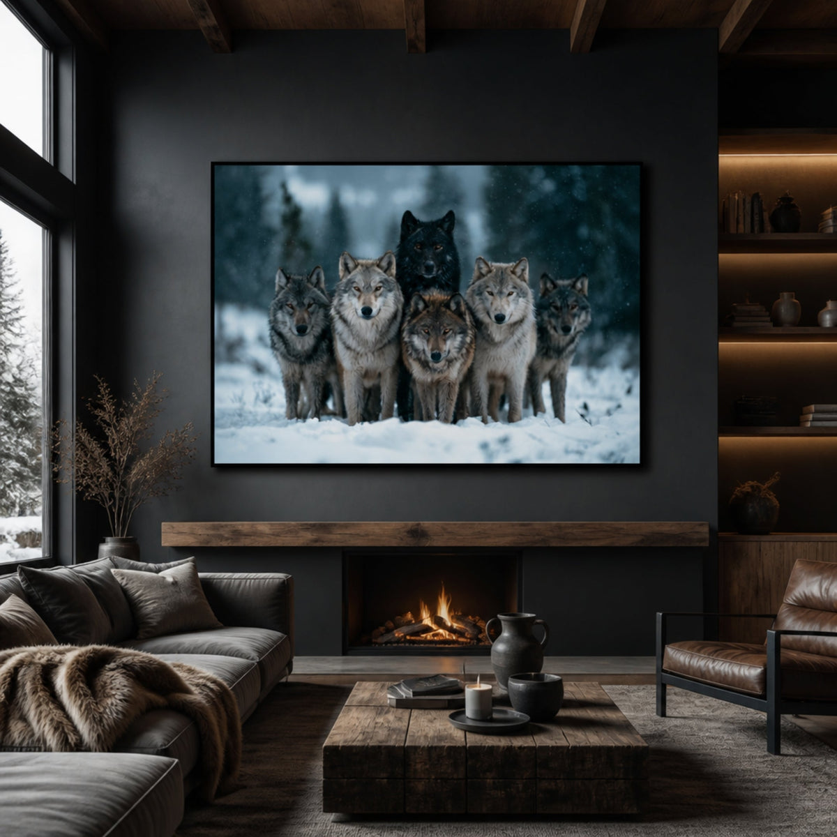 Toile Meute de Loups pour salon