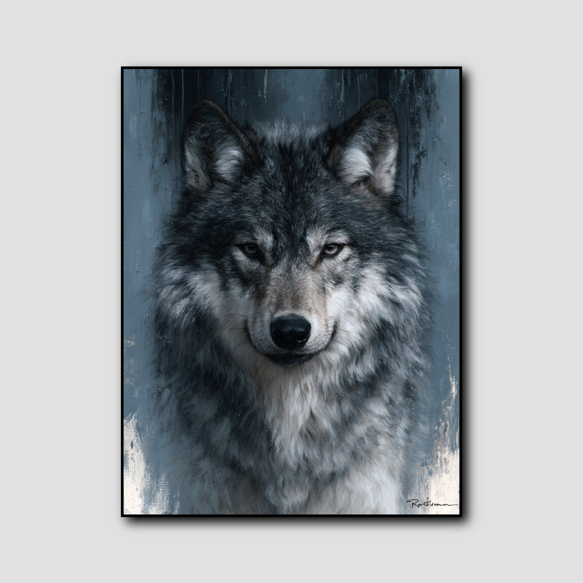 Toile Portrait Tête de Loup style 1