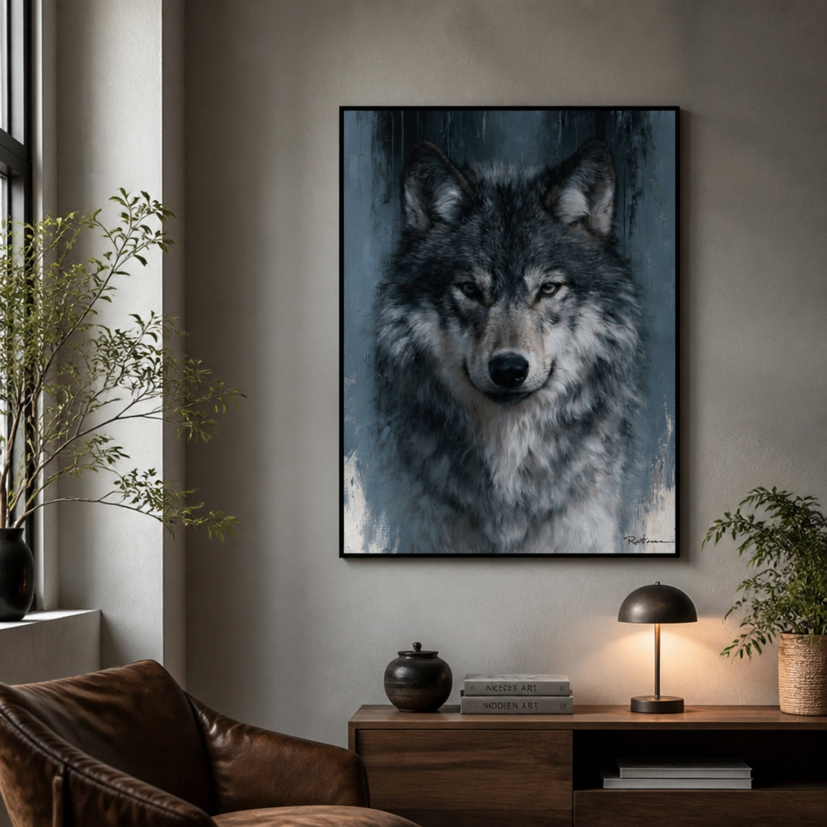 Toile Portrait Tête de Loup pour salon