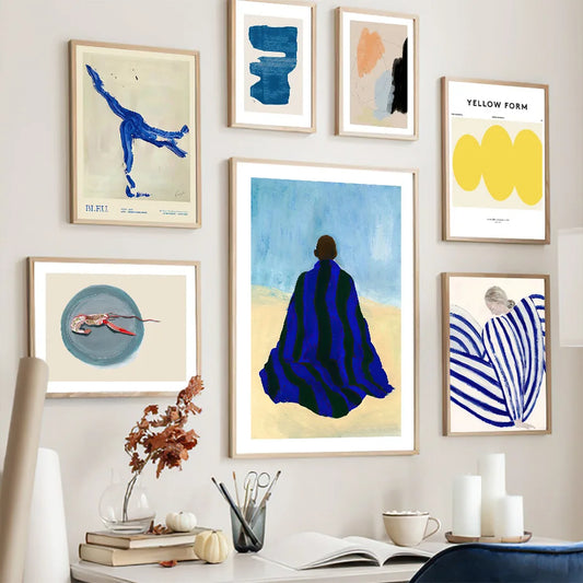 Tableau Abstrait Bleu Jaune