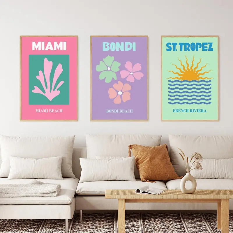 Tableau Vintage Plages Pastel