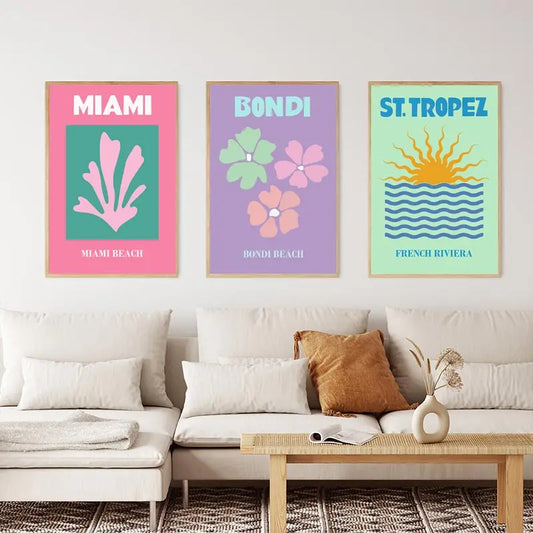 Tableau Vintage Plages Pastel