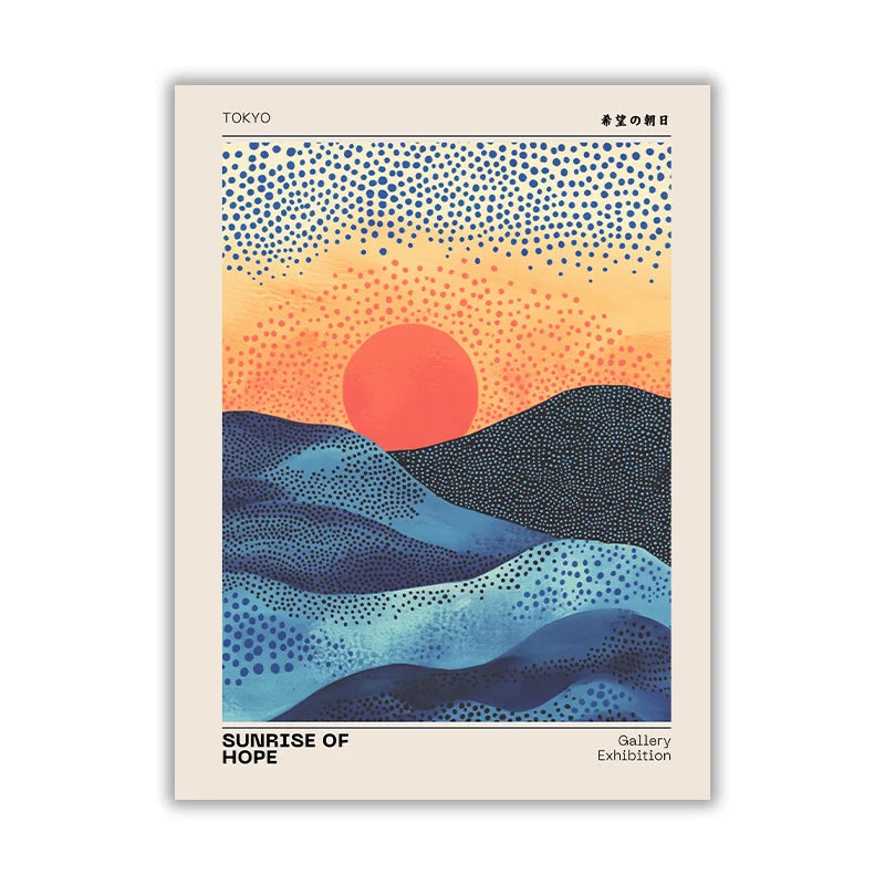 Tableau Mont Fuji Soleil Rouge