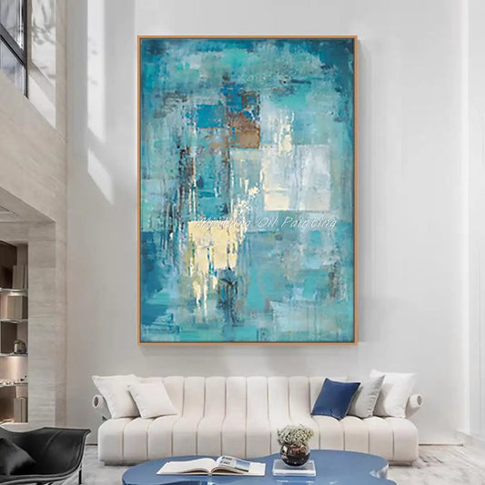 Tableau Abstrait Géométrique Turquoise