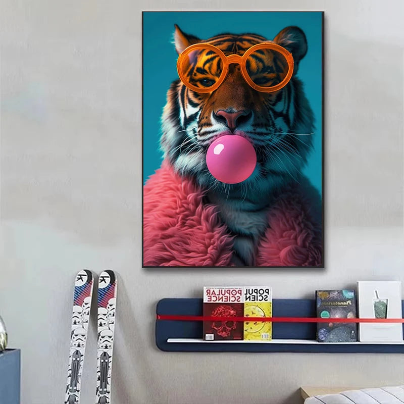 Tableau Tigre Pop Art Rose