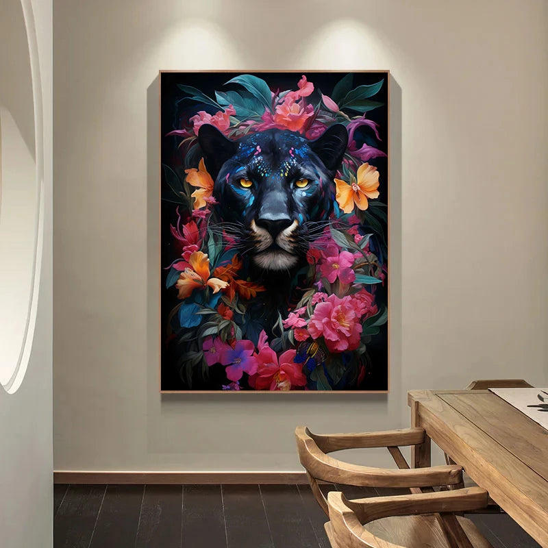 Tableau Panthère avec Fleur